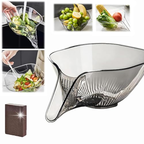 Drainage Basket Funnel,Multi-Functional Drain Basket,Food Strainers For Kitchen,Strainers For Kitchen,Multifunctional Plastic Draining Bowl Sink Colander Sieve Bowl For Washing Vegetable Fruit (1pcs) von Qosneoun