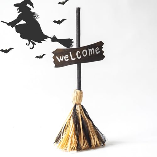Explicitu Schwimmender Hexenbesen - Spuktbesen, Tanzender Hexenbesen, Halloween Hexe fliegender Besen mit gruseligem Sound, für Innen- und Außenbereich, Veranda, Halloween-Party-Dekorationen (1 PC) von Qosneoun