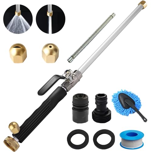 Jetflux Hochdruckreiniger, Jetflux 2-in-1 Hochdruck-Hochdruckreiniger, mit 2 Strahl-verschiedenen Düsen und Schlauch-Schnellanschlüssen, Power Jet Washer für Garten und Autoreinigung (Schwarz) von Qosneoun