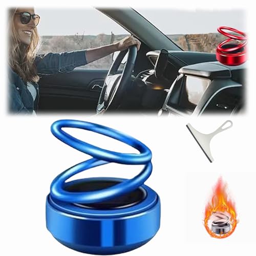 Kinetische Molekularheizung, Tragbarer Kinetischer Molekularheizer, Solar Kinetischer Mini-Heizung, Portable Kinetic Molecular Heater, Solar Rotating Double Ring Suspension Car Ornament (Blue) von Qosneoun