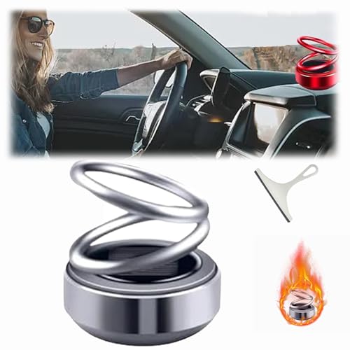Kinetische Molekularheizung, Tragbarer Kinetischer Molekularheizer, Solar Kinetischer Mini-Heizung, Portable Kinetic Molecular Heater, Solar Rotating Double Ring Suspension Car Ornament (Silver) von Qosneoun