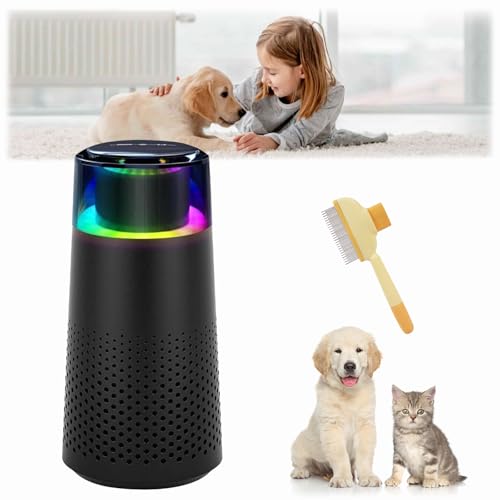 Purrair-Luftreiniger,Eliminiere Katzengerüche Auf Autopilot,Leise Schnell Wirkend,Luftreiniger Tiergerüche Furfresh-Tragbarer Mini Luftreiniger Mit Led-Licht Und Timer Für Auto,Zuhause,Büro (Schwarz) von Qosneoun