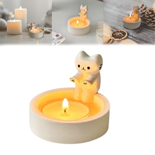 Qosneoun Cute Cat Candle Holder, Kitten Warming Paws, White, Colorful, Harz, Lackiert, 7x6 cm, Tischplatte, Allgemein, Geburtstage, Hochzeiten, Romantische Abende Qosneoun Cute Cat Candle Holder, Kitten Warming Paws, White, Colorful, Harz, Lackiert, 7x6 cm, Tischplatte, Allgemein, Geburtstage, Hochzeiten, Romantische Abende von Qosneoun