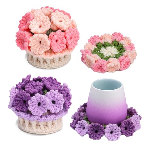 Qosneoun Handmade DIY Lily of The Valley Coasters, Crochet Coasters, 3D Flower Crochet Coaster, Beginners Hand Knitted Lily of The Valley Coaster Crochet Kit, Home Decor Table Decor (B) von Qosneoun
