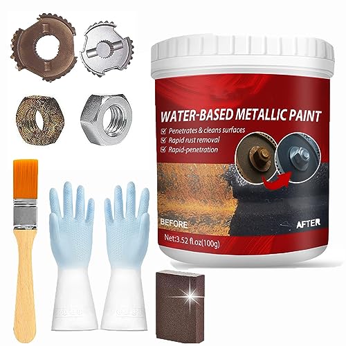 Rust Removal Converter Metallic Paint, Water Based Metallic Paint Rust Converter, Water-Based Metal Rust Remover, Multifunctional Car Metallic Paint Anti-Rust Universal Rust Converter Gel (100G*1) von Qosneoun