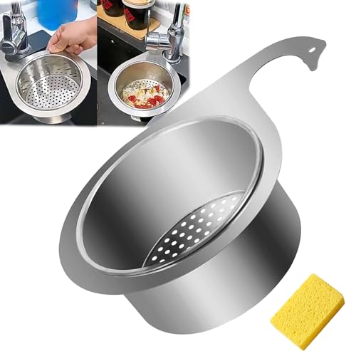 Siebkorb Aus Edelstahl in Schwanenform Für Die Spüle,Siebkorb Spüle,Stainless Steel Swan Sink Strainer Basket,Abnehmbare Sieb Küche Abflussregal,Multifunktionales Spülbecken Organizer (1set) von Qosneoun