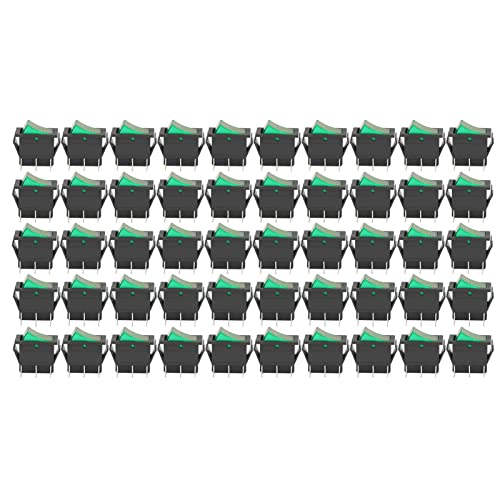 50pcs Rocker Switch ABS 6 Pin Schaltet 2 Position 125/250 V Set Kit für die Maschine ein (Grün) von Qotolite