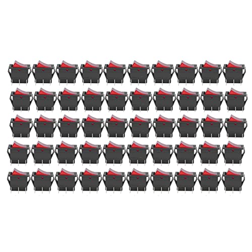 50pcs Rocker Switch ABS 6 Pin Schaltet 2 Position 125/250 V Set Kit für die Maschine ein (Rot) von Qotolite