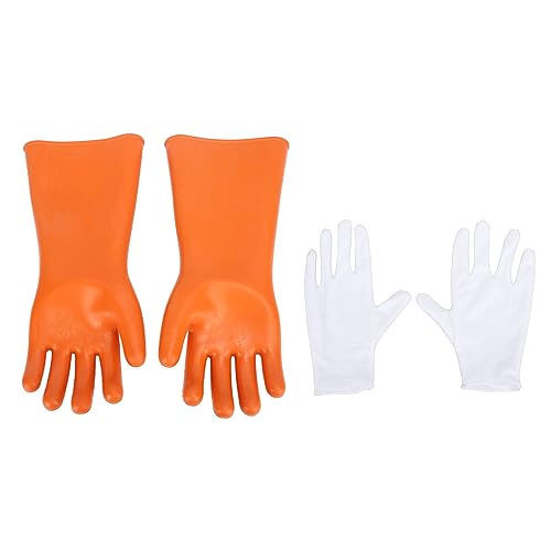 Qotolite Gummihandschuhe 35kV Hochspannung Elektrischer Isolierschutz Nicht statische Handschuhe für Linienmänner Elektriker Feldarbeiter 1 Paar Gummihandschuhe 1 Paar Strickhandschuhe von Qotolite