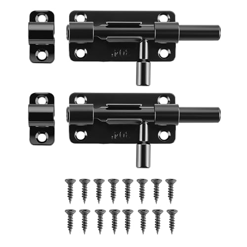 4 Zoll Edelstahl Türriegel, 2 Stück Rostfrei Abschließbar Schieberiegel Mehrwinkel Bolzenriegel für Fenster/Türen/Garten/Schuppen, mit Befestigungsschrauben (Schwarz) von Qottmez