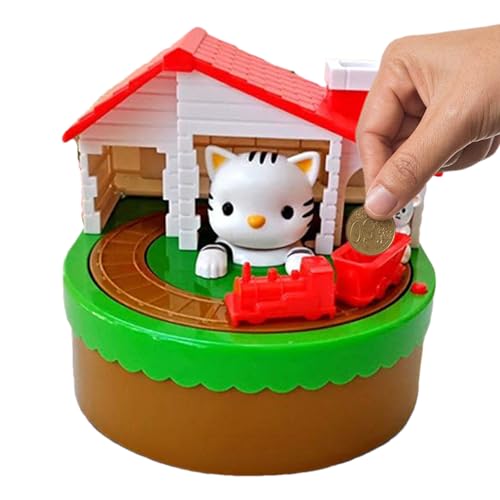 Qoukonao Kindersparschwein | Geldspardose Mit Münzfach - Mit Soundeffekt & Niedlicher Katzenform Als Lernspielzeug Für Kinderzimmer Schreibtisch Nachttisch von Qoukonao