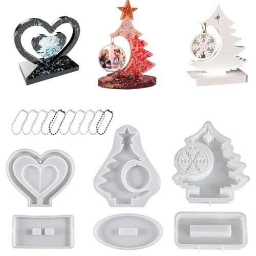 Qoukonao Weihnachts Silikonformen - 6 Stück Weihnachtskerzenständer | Wiederverwendbar Mit Sockel Schneeflocken Fotorahmen Dekoration | Für Heimdekoration Herbst Halloween Deko Geschenkideen von Qoukonao