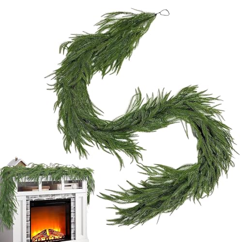 Qoukonao Weihnachtsgirlande, künstlicher Weihnachtskranz, Feiertagskranz, Heimdekorationen für Geländer, Festival, Party, Kamin, Tür, Treppenhaus, Tisch, Innenfenster von Qoukonao