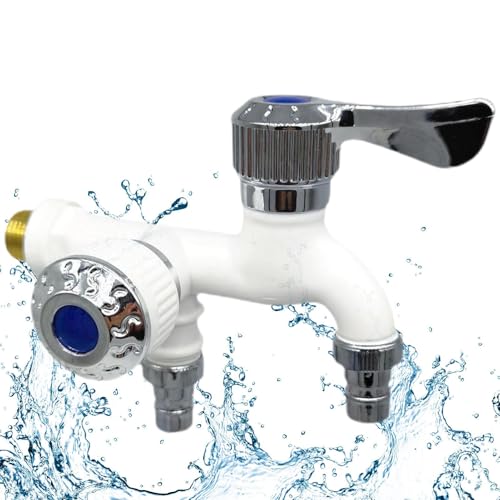 Qoukonao Wischwasserhahn - Waschmaschine Wasserhahn Wasserumsteller | Wasserumstell-Waschtischarmatur Gute Dichtleistung, Doppelgriffhahn mit 2 unabhängigen Schaltern für Küchengartenbalkon Qoukonao Wischwasserhahn - Waschmaschine Wasserhahn Wasserumsteller | Wasserumstell-Waschtischarmatur Gute Dichtleistung, Doppelgriffhahn mit 2 unabhängigen Schaltern für Küchengartenbalkon von Qoukonao
