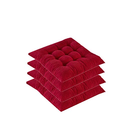 Qplcdg 4er Set Stuhlkissen mit Bänder,Verdicken Sitzkissen 40x40cm für gartenstühle Stühle im Indoor & Outdoor (Rot) von Qplcdg