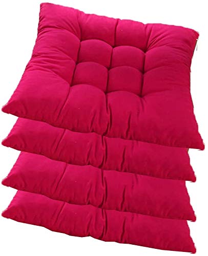 Qplcdg Stuhlkissen Sitzkissen mit Bänder, 4er Set outdoor Sitzauflage Kissen 40x40 cm für Garten und Heim,Flugzeuge,Auto,Zug (Pink) von Qplcdg