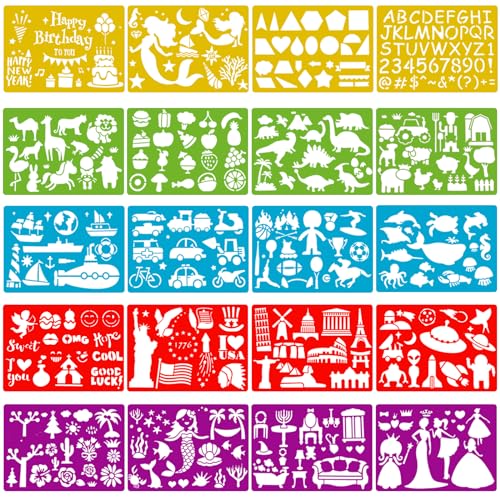 Qpout 20pcs Farbzeichnungsschablone für Kinder, 300+ Muster Buchstaben Tiere Dinosaurier Malerei Malvorlage für Geburtsta Templategsfeier Kleinkinder Vorschul Malwerkzeug Painting Coloring Template Qpout 20pcs Farbzeichnungsschablone für Kinder, 300+ Muster Buchstaben Tiere Dinosaurier Malerei Malvorlage für Geburtsta Templategsfeier Kleinkinder Vorschul Malwerkzeug Painting Coloring Template von Qpout