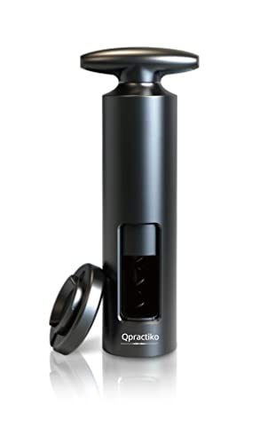 Qpractiko - 2-in-1 Manueller Weinflaschenöffner | Korkenzieher mit Kapselschneider | Müheloses Öffnen | Ergonomisches Design | Für Camping und Bar, Schwarz, Acrylnitril-Butadien-Styrol von Qpractiko