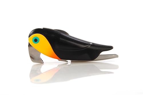 Qpractiko - Korkenzieher "Tucan" | Originelles Tukan-Design | Teflonspirale | Gebogenes Sägeblatt | Flaschenöffner | Ergonomisch und robust | Edelstahl von Qpractiko