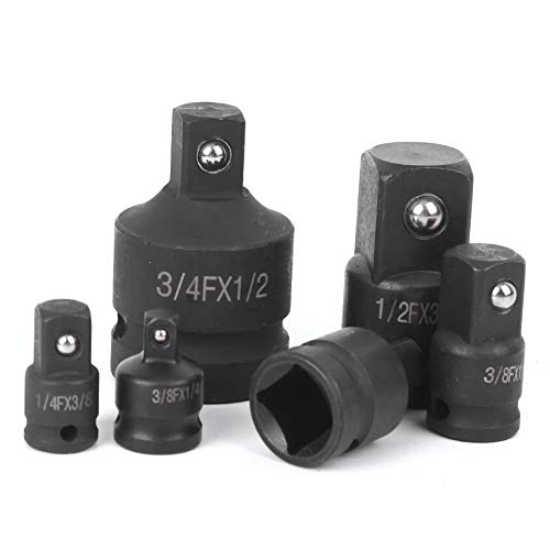 Qqmora Impact Socket Converter Adapter Set 6pcs Hohe Härte Langlebiger CRMO -Stahl für die Automatische Reparaturkonstruktion 1/2in 1/4in 3/8in 3/4in Schwarz von Qqmora