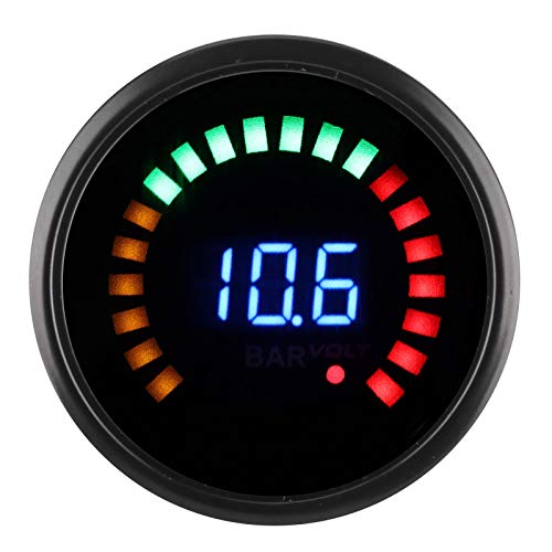 Universal Turbo Boost Gauge Voltmeter 52 mm LED-Digitalanzeige 12 V 2 in 1 Meter Ersatz das Schwarze Zifferblatt von Qqmora