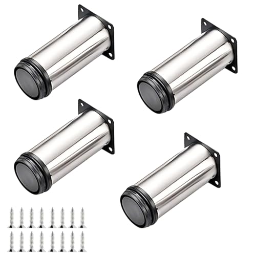 Qrity 4X Schrank Beine Küche Füße Arbeitsplatte/Einheit/Frühstück Bar/Schreibtisch Tischbeine Möbel Beine - Chrom Metall - Höhenverstellbar (Gesamt: 150-165mm) von Qrity