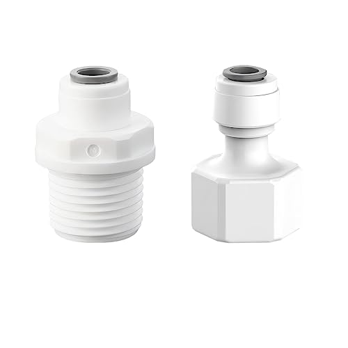 Qrity 1/4" RO Wasser Gerade Rohrfitting auf 1/2" Weiblich/Außengewinde Push In Schnellverbinder, Universelles Anschlusskit für Wasserreiniger und Umkehrosmoseanlagen von Qrity