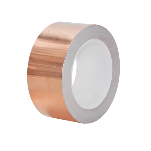 Qrity 1 Stück Doppelseitig Leitfähig Kupferfolienband, 45mm x 20m Kupferband, Selbstklebend Leitende Kupferband für Gitarre, Erdung und Löten von Qrity