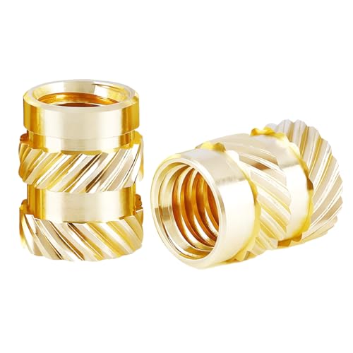Qrity 100 Stück Gewindeeinsatz, Messing Rändelmuttern, Gewindeeinsatz Einbettmutter Sortiment Kit, für Kunststoffteile für 3D-Drucker Teile, M5 x 6mm x 7mm von Qrity