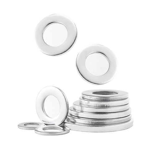 Qrity 20 Stück Flache Unterlegscheiben, M5 x 10mm, O Ring Distanzscheiben, Silber Dichtung Unterlegscheibe, Kohlenstoffstahl Dichtung Unterlegscheiben für Schrauben von Qrity