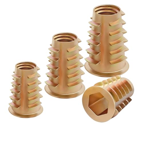Qrity 20 Stück Zinklegierung Sechskant Gewinde, M6 x 10mm Möbel Sechskantantriebskopfmutter mit Gewinde, Leiterförmige Gewindeeinsatzmuttern von Qrity