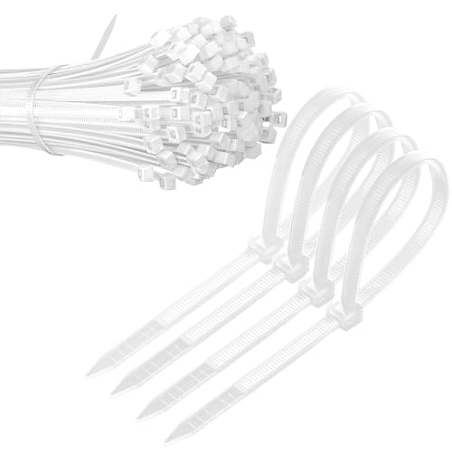 Qrity 200 Stück Professionelle Kabelbinder Weiß, 3,6mm x 100mm, Nylon UV-Beständig Kabel Binder, Hitzebeständig, für Heim, Büro, Industriell von Qrity