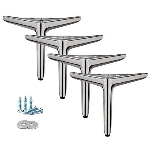 Qrity 4 Stück 15cm Schwarzes Titan Dreieckige Möbelbeine, Galvanik-Polierverfahren, geeignet für Schrank, Sofa, Couchtisch, TV-Schrank und andere Möbel von Qrity