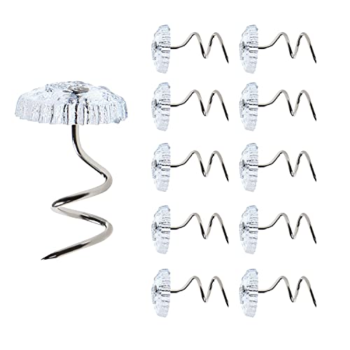 Qrity 50 Stück Twist Pins, Bettlaken Quilt Sofa Kissen Clip Fixer, Transparente Köpfe, Twist Spiral Pins für Schonbezüge von Couch Schlafsofa von Qrity