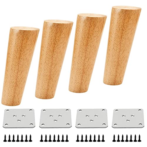 Qrity Möbelfuß Holz, 4 Stück 18cm Holzfüße Möbelfüße Sofafüße mit Montageplatten & Schrauben für Schrank, Sofa, Couchtisch, TV-Schrank und andere Möbelbeine von Qrity