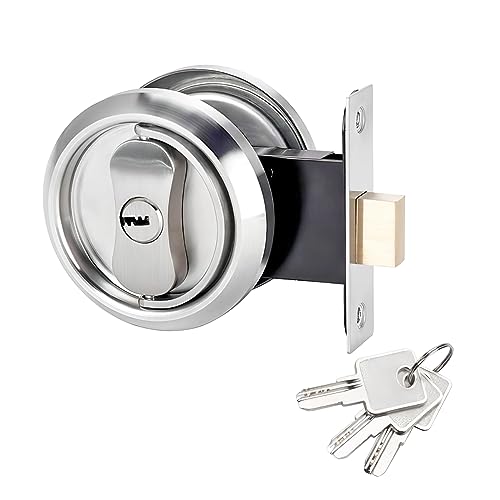 Qrity Rund Türgriff, Taschentürschloss, Edelstahl Türschloss, Bündig, Privacy Lock für Schlafzimmer, Küche, Bad, mit 3 Schlüsseln von Qrity