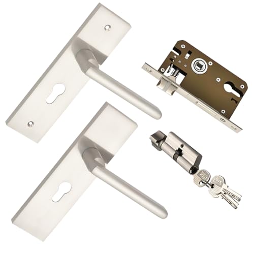 Qrity Türknauf mit Schloss, Moderne Türschlösser für Passage und Schlafzimmer, Türdrücker Set aus Zinklegierung, Türhebel-Schloss mit Schlüssel von Qrity