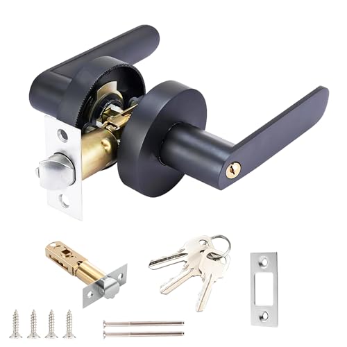 Qrity Türschloss Aluminiumlegierung Drückergarnitur Türdrückerfür für Schlafzimmer, Garderobe, Stauraum und Büro, Riegelgröße 60/70mm, Runden, Schwarz Qrity Türschloss Aluminiumlegierung Drückergarnitur Türdrückerfür für Schlafzimmer, Garderobe, Stauraum und Büro, Riegelgröße 60/70mm, Runden, Schwarz von Qrity