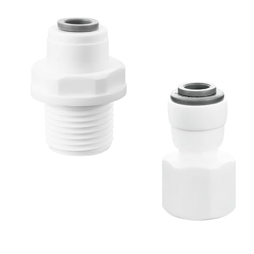 Qrity 1/4" RO Wasser Gerade Rohrfitting auf 3/8" Weiblich/Außengewinde Push In Schnellverbinder, Wasserschlauch Schlauchverbinder, Je Eine von Qrity