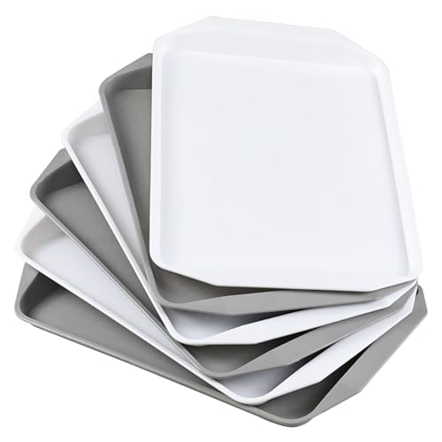 Qshape Plastik Fast Food Tablett Serviertablett aus Kunststoff, Grau und Weiß, 6 Stück Qshape Plastik Fast Food Tablett Serviertablett aus Kunststoff, Grau und Weiß, 6 Stück von Qshape