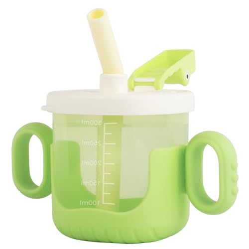 Qshare Trinkbecher Kinder für Baby,Trinklernbecher ab 6 Monate,Kinder Trinkbecher Baby,Baby Trinkbecher mit Griffen Auslaufsichere Lecksicher,strohhalmbecher baby 300ml,BPA frei (grün) von Qshare