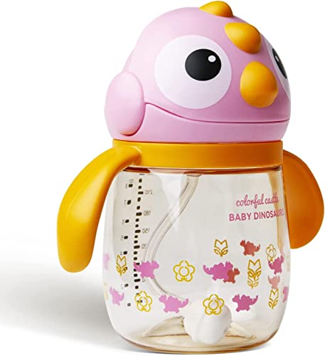 Qshare Trinkflasche Baby,Kinder Trinklernflasche,Sippy Cup Baby Trinklernbecher ab 6 Monate,260 ml mit Dynamischem Strohhalm und Griffen,Strohhalmbecher auslaufsicher von Qshare