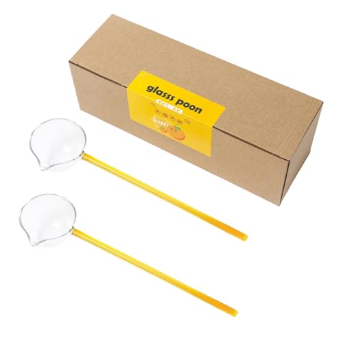 2 Stück Glasscheibe Set klar langen Griff Suppenlöffel zum Servieren und Rühren Kaffeeglas Mischlöffel 2 Stück Glasscheibe Set klar langen Griff Suppenlöffel zum Servieren und Rühren Kaffeeglas Mischlöffel von Qsvbeeqj