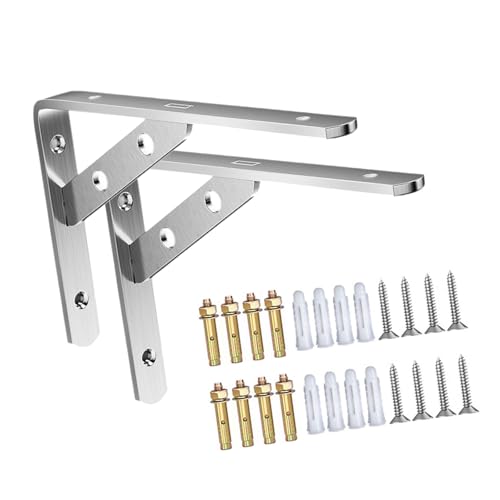 2 x Wandmontierte Edelstahlhalterungen, dreieckige Struktur, robustes Regal, L-Regal 2 x Wandmontierte Edelstahlhalterungen, dreieckige Struktur, robustes Regal, L-Regal von Qsvbeeqj