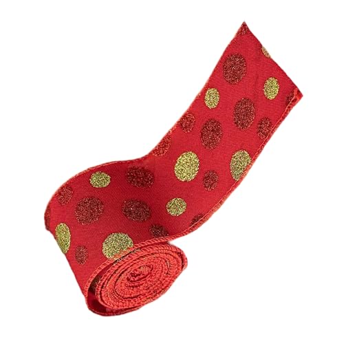 Qsvbeeqj 5yards Round Dot Sackleinenband Mit Drahtkanten Für Weihnachtsbaumdekorationen Bastelgeschenk Verpackung Benutzerfreundlicher Urlaubshandwerksband von Qsvbeeqj