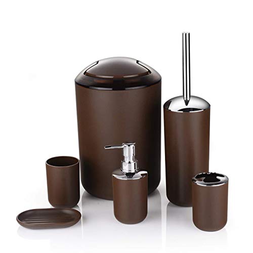 6-teiliges Badezimmer-Geschenkzubehör-Set, Zahnbürstenhalter, Zahnbürstenbecher, Seifenspender, Seifenschale, WC-Bürste, Mülleimer, Badezimmer-Set, Zubehör mit Mülleimer, Gold 6-teiliges Badezimmer-Geschenkzubehör-Set, Zahnbürstenhalter, Zahnbürstenbecher, Seifenspender, Seifenschale, WC-Bürste, Mülleimer, Badezimmer-Set, Zubehör mit Mülleimer, Gold von Qsvbeeqj