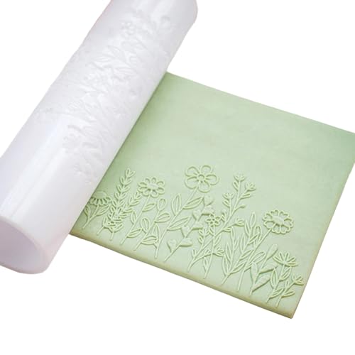 Acryl-Tonrolle für die Herstellung von Ohrringen mit Blumenmustern und leicht zu haltendem Griff aus Rindsleder Textur Form Töpferwerkzeug Texturrolle von Qsvbeeqj
