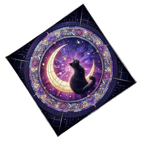 Astrologische Tischdecke mit Mondkatzenmuster, quadratischer Altar-Stoff, Gotttisch, magischer Stoff von Qsvbeeqj