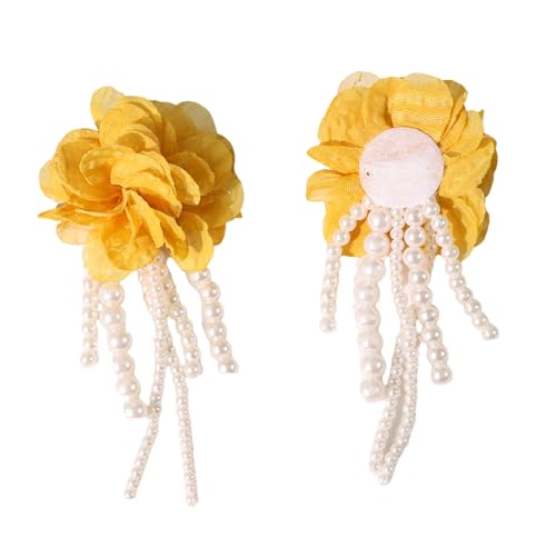 Blumenbrosche mit Perlen zum Aufnähen für Hochzeitskleid, Vorhang, Schal, Handgemachtes Deko-Zubehör von Qsvbeeqj