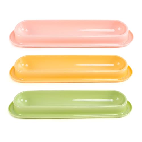 Futternapf für Katzen, lang, für mehrere Katzen, mit rutschfestem Boden, Futterteller für Wasser, Futter, leicht zu waschen, Futternapf, Geschirr, Teller für nasse Schnurrhaare geeignet, 3 Stück Futternapf für Katzen, lang, für mehrere Katzen, mit rutschfestem Boden, Futterteller für Wasser, Futter, leicht zu waschen, Futternapf, Geschirr, Teller für nasse Schnurrhaare geeignet, 3 Stück von Qsvbeeqj